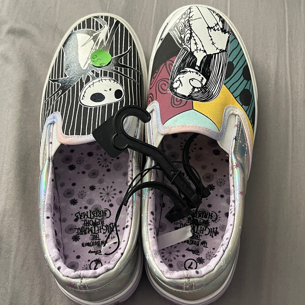 Disney Nightmare Before Christmas Slip-On Sneakers - Black and White